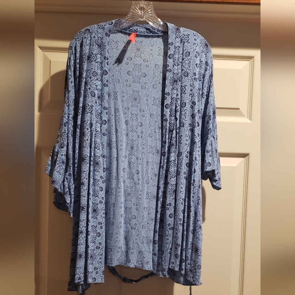 Blue Patterned Kimono Cardigan